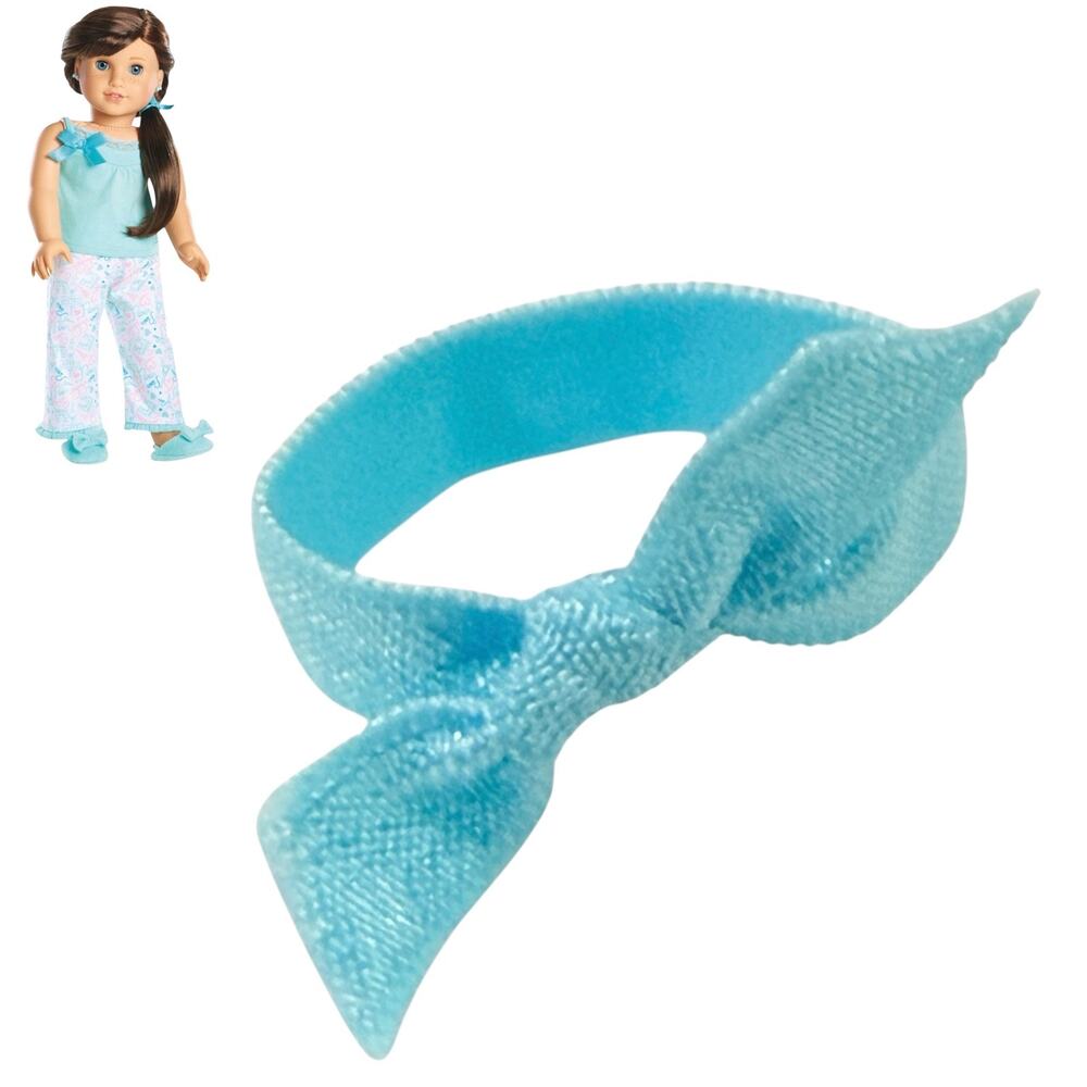 American Girl Grace Pjs Ponytail Holder Pajama Hair Tie Accessory Blue Knot Bow